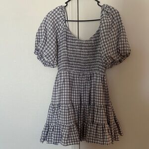 Gingham Puff Sleeve Mini Dress